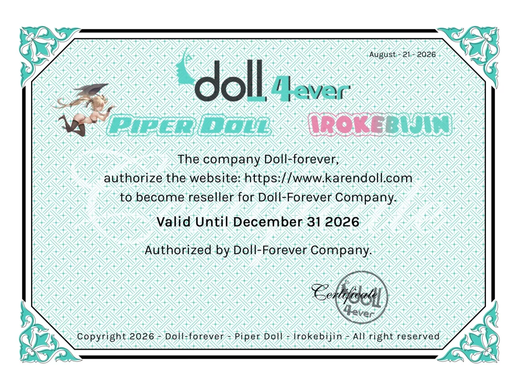 PIPER、DOLL4EVER、IROKEBIJIN認定証明書